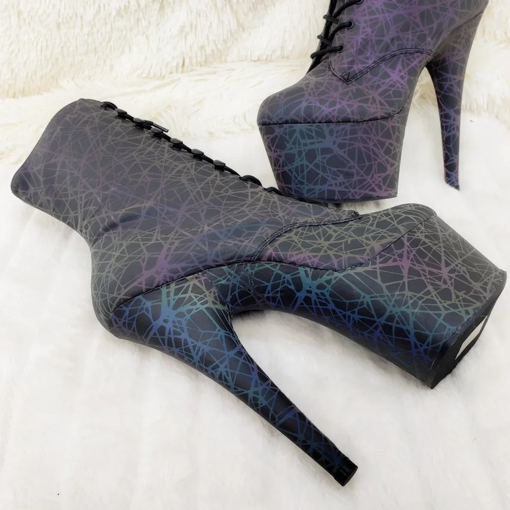 Reflective Geometric Platform High Heel Ankle Boots - Picture 15 of 17